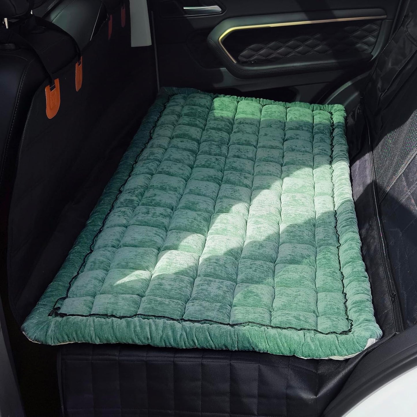 Backseat Pet Bed Mat, Truck Plaid Dog Bed for Car Back Seat, Deluxe Dog Seat Covers, Non-Slip Travel Pet Mat, Fit for Backseat Extenders and Trucks SUVs (Green, 24.8x54 inch)