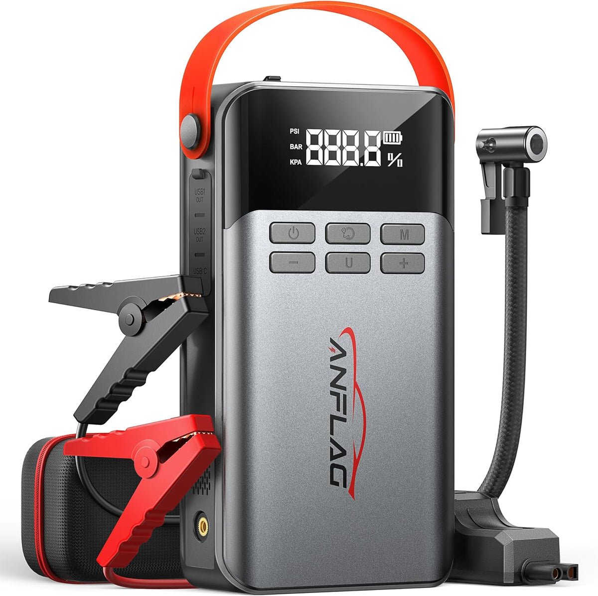 8-in-1 Car Jump Starter with Air Compressor, 5500A Jump Starter (All Gas 12L Diesel) with 150PSI Tire Inflator, 12V Jumper Starter Portable Jump Box with LCD Display,Flashlight (5500A)
