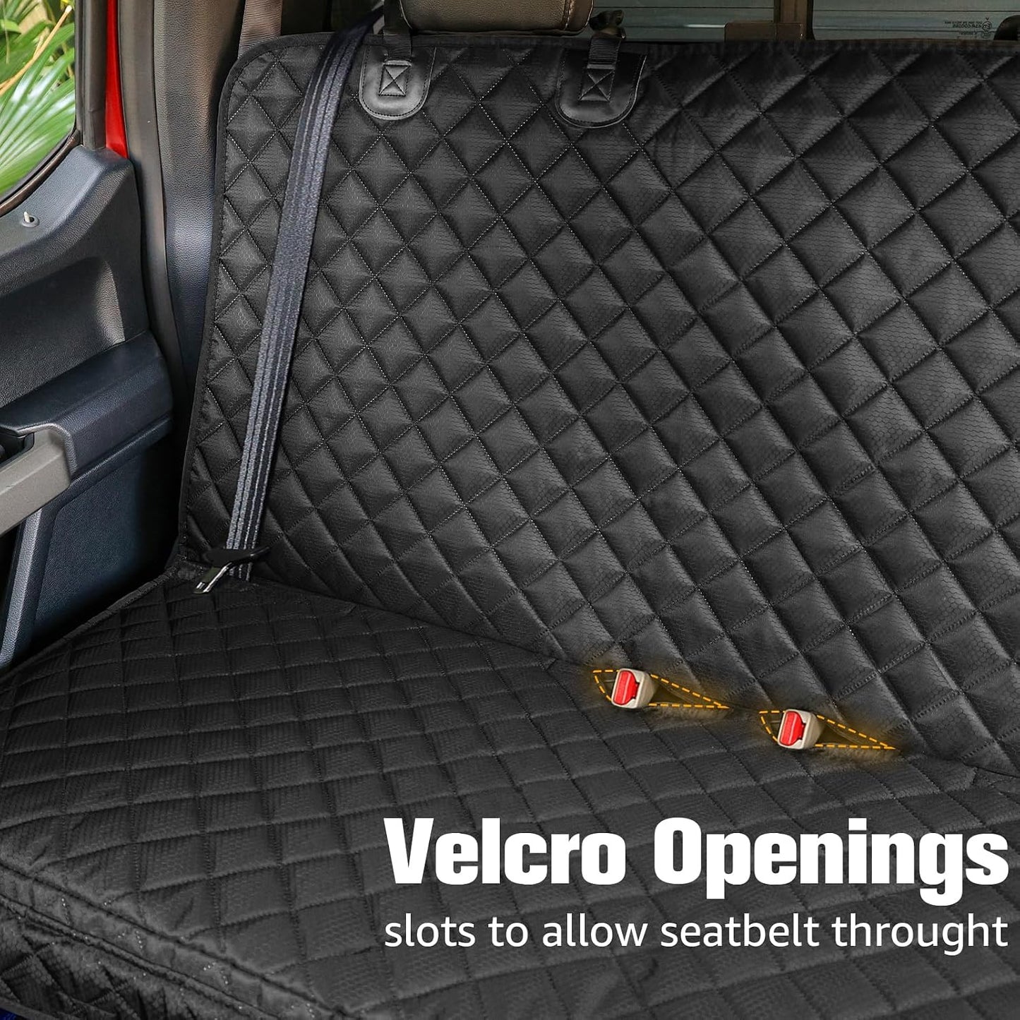 PETICON Dog Car Seat Covers for Truck Ford F150/Chevrolet Silverado 1500/Ram 1500/GMC Sierra 1500, Waterproof Pet Back Seat Cover for Trucks, Scratchproof Nonslip Durable Rear Seat Cover for Dogs