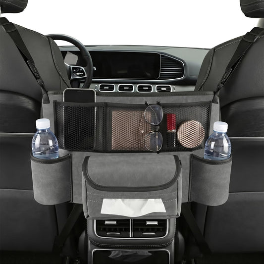 Car Seat Gap Organizer, Premium Faux Suede Leather Seat Gap Filler, Universal Front Seat Console Side Storage Box, Multifunctional Car Organizer for Phone, Wallet, Keys, Tissues and Documents