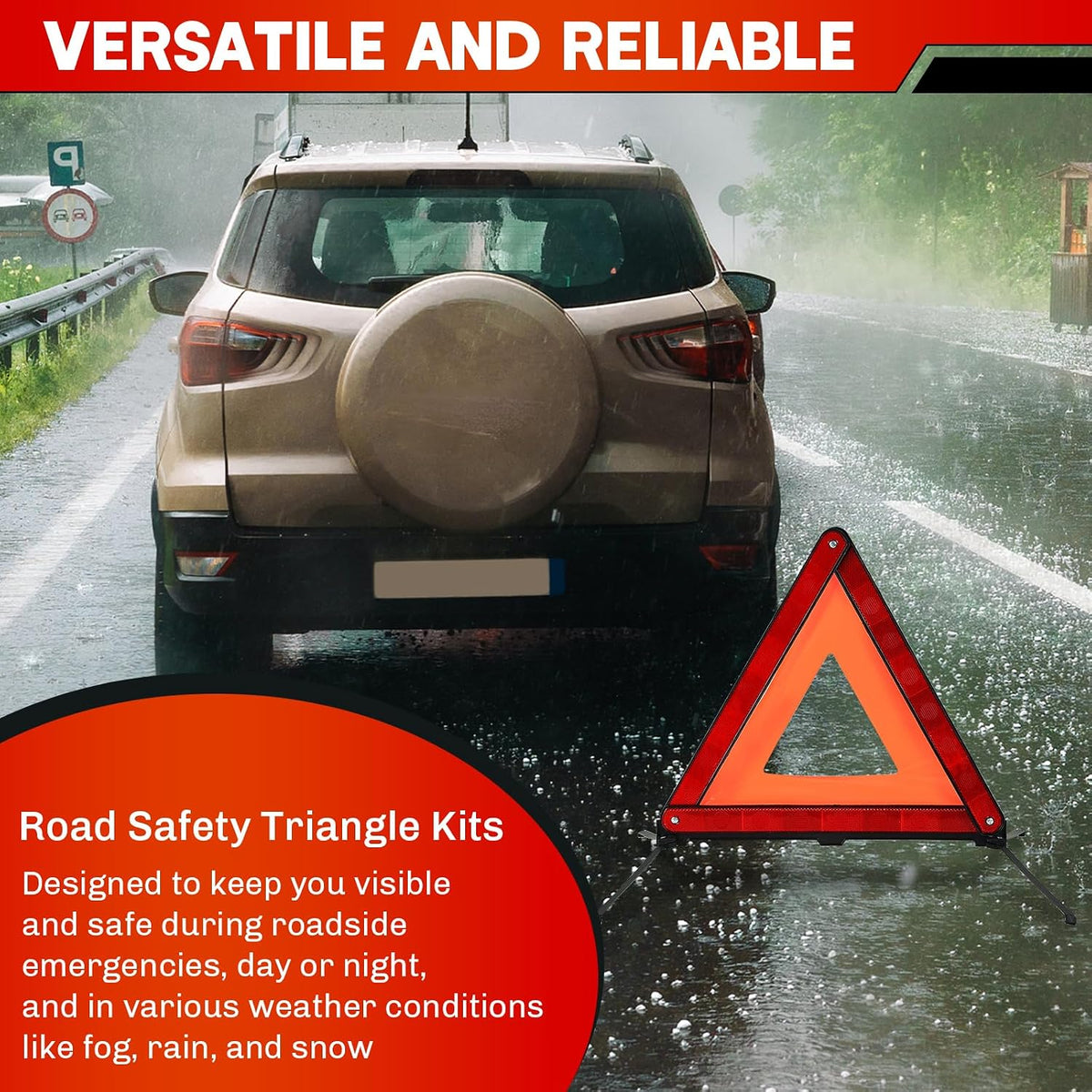 Emergency Warning Triangles 3 Pack Reflective Warning Triangle
