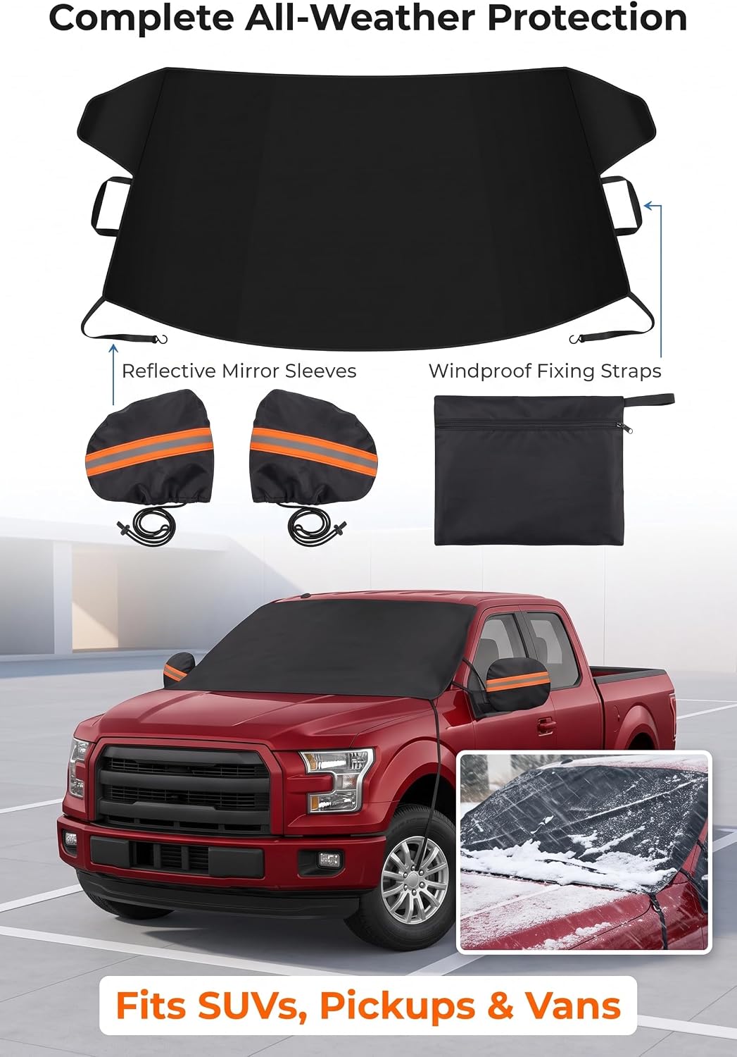 600D Oxford Windshield Snow Cover Hail-Resistant for SUV Pickup Mini Van