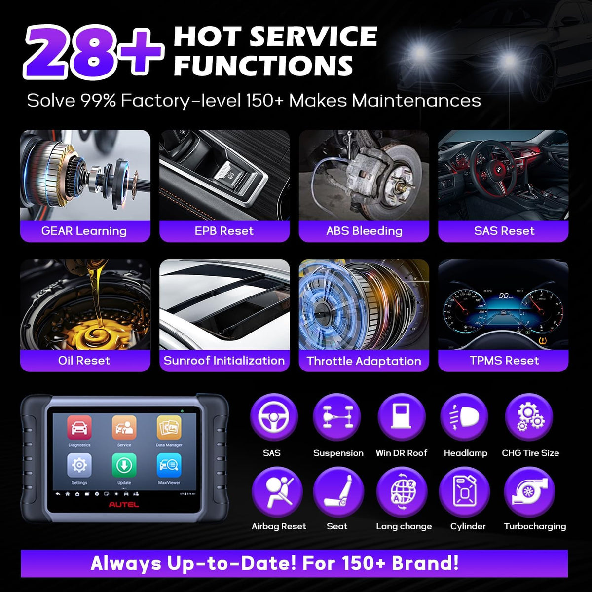 Autel MaxiCOM MK808Z OBD2 Scanner, 2026 Bidirectional Scan Tool Same As MK808S MX808S, Work as MaxiCheck MX900 MK900BT, Active Test, 28+ Service, All System Diagnose, Injector Coding, FCA Autoauth