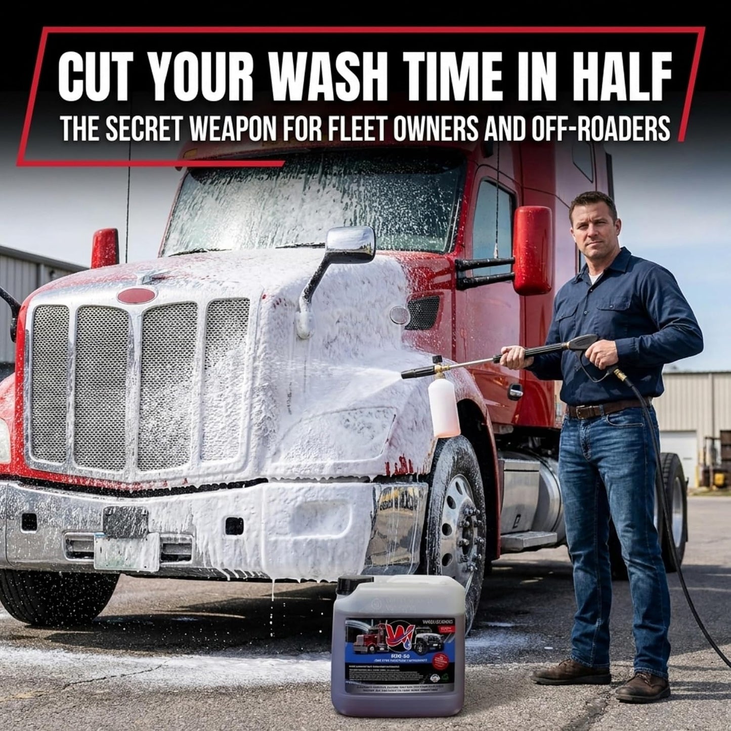 Wash Chems Pro 50 Touchless One Step Car Wash Detergent Soap Concentrate No Brushing, Commercial Grade Professional Auto Foam Cleaner Also Great for Trucks & Tractors