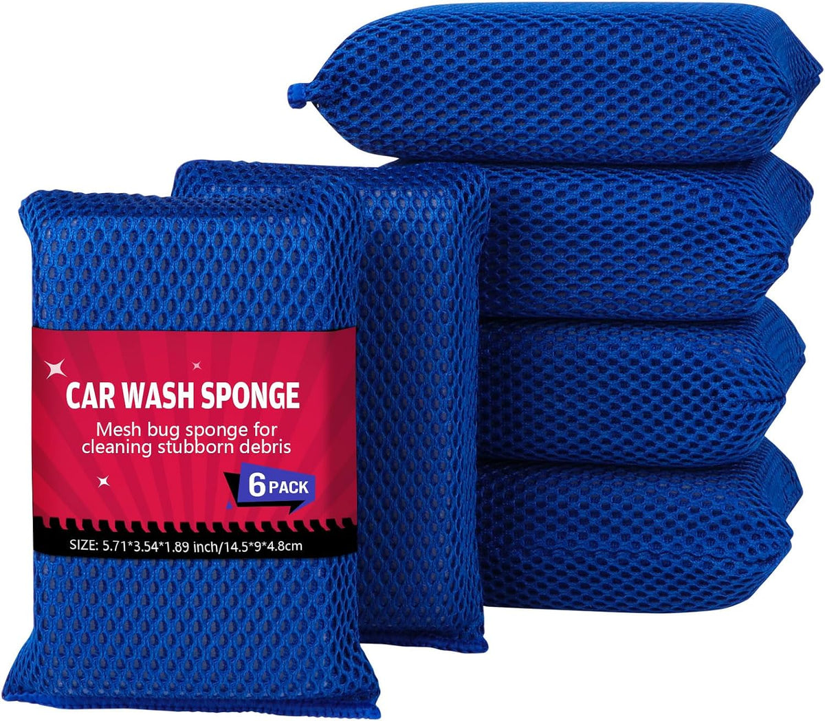 AIDEA Car Wash Sponge 6PK, Microfiber Large Bug and Tar Remover for Cars