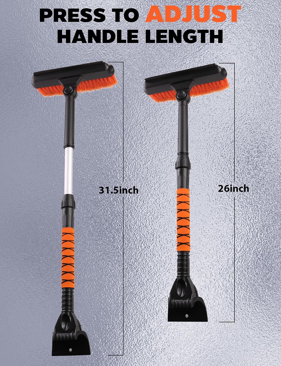 31.5" Ice Scrapers for Car Windshieldand and Extendable Snow Brush for Car with Foam Grip,360° Pivoting Brush Head for Car Truck SUV Home Winter Snow Removal