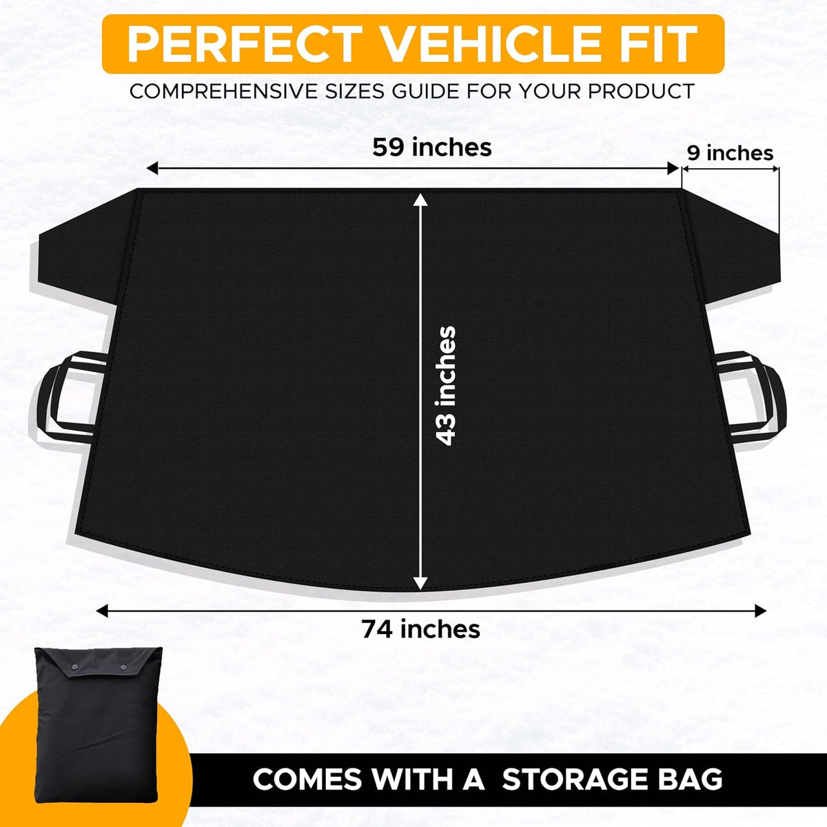 EcoNour Windshield Protector | Durable 600D Oxford Fabric | Waterproof Winter Car Cover for Pickup Truck, SUV & Mini Van | Essential Car Accessories | X-Large (74"x43")