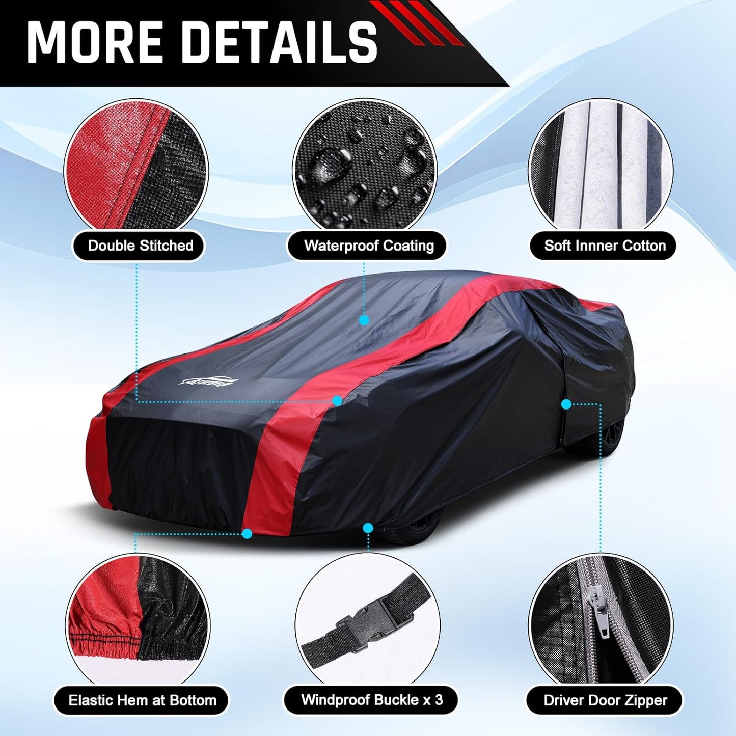 Car Cover Custom Fit for Jaguar F-Type 2014-2024, Coupe Car Cover Waterproof All Weather with Cotton Liner for Rain Snow Protection
