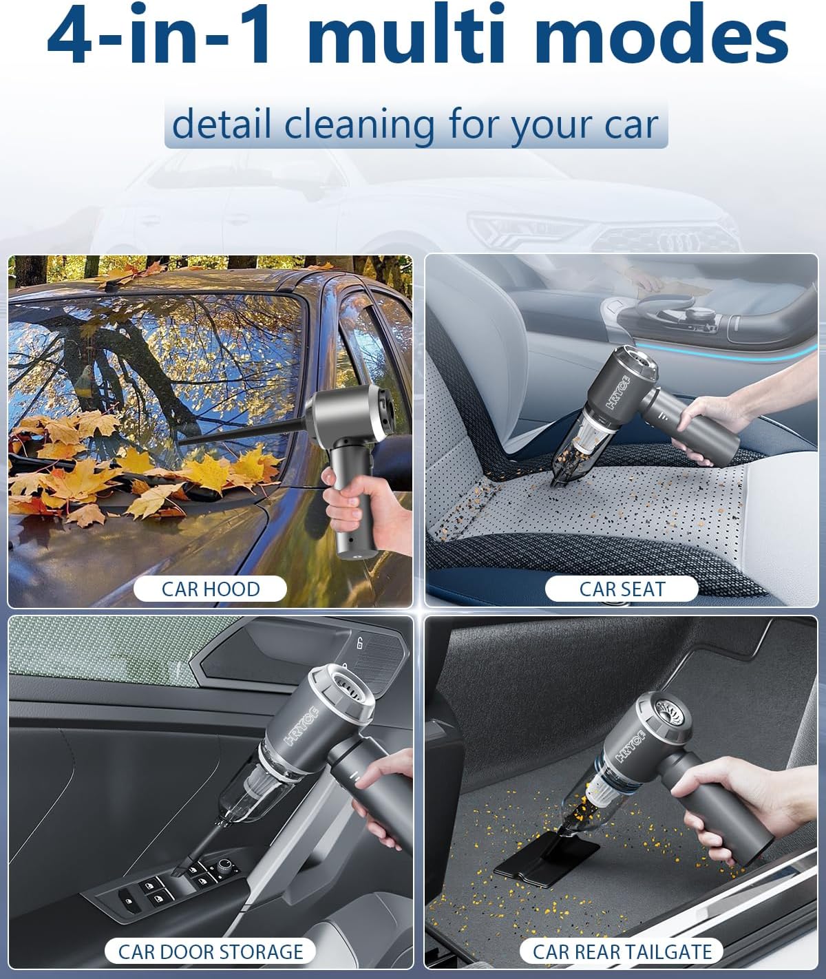 Handheld Cordless Professional 4-in-1 Car Vacuum Cleaner with Digital Display, 20000Pa Powerful Handheld Vacuum, Portable Cordless Vacuum with Brushless Motor & Crevice Tool for Car Home Office Pet