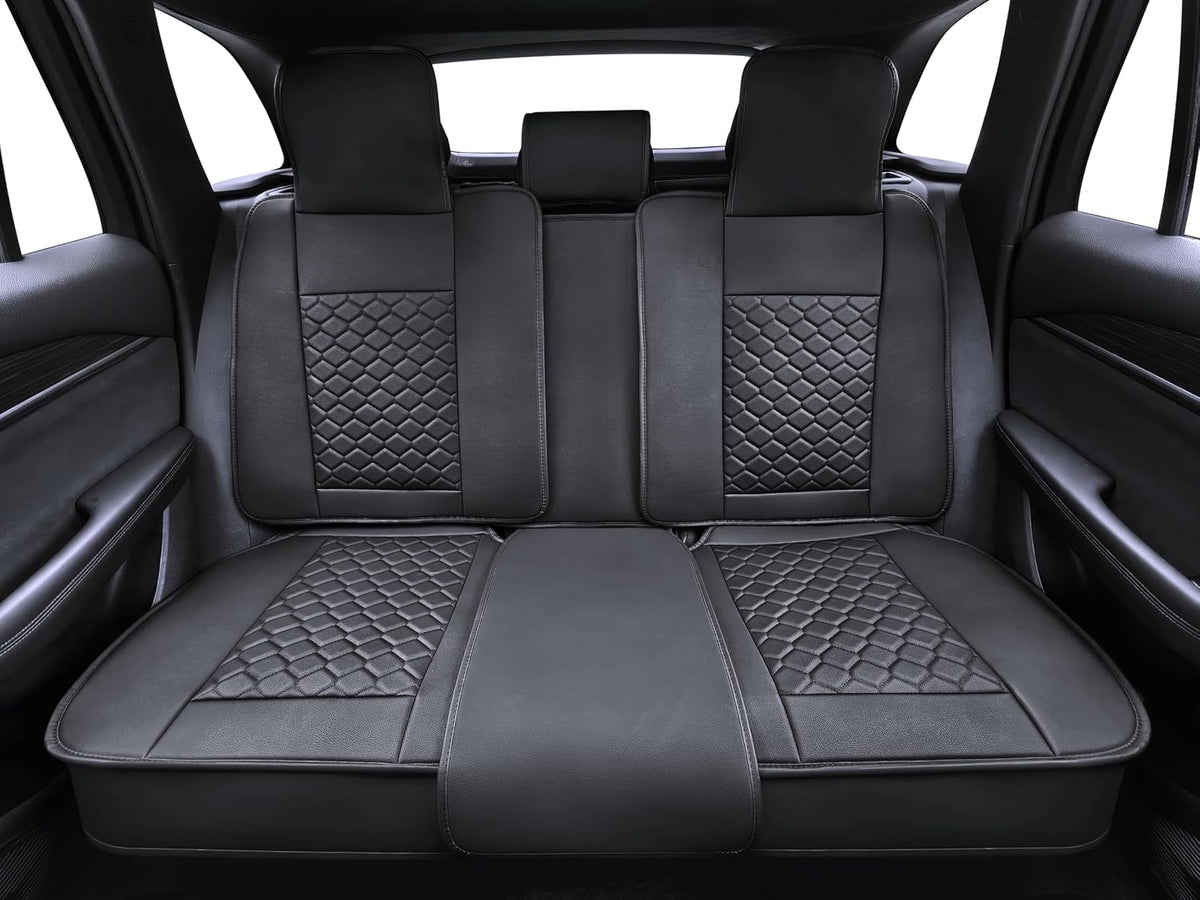 Elantrip Car Seat Cover Full Set Leather Waterproof Front Rear Black