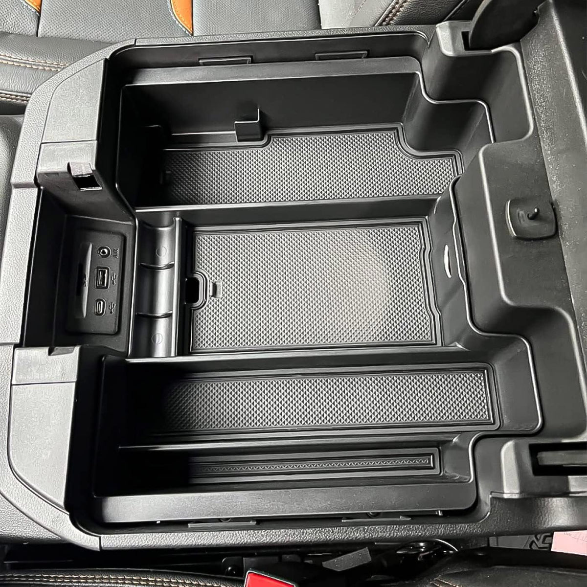 Center Console Organizer Compatible with 2020-2023 Silverado/Sierra 2500/3500HD/ 2019-2022 Chevy Silverado 1500 / GMC Sierra 1500 Accessories - Full-Coverage Insert Tray, ABS material Black