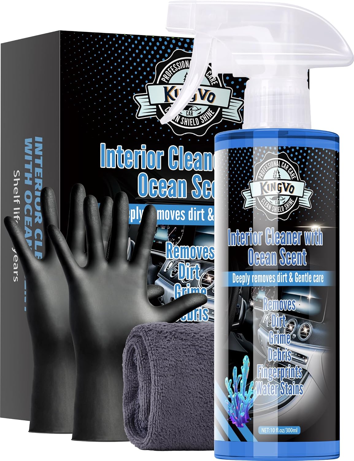 Car Cleaner Interior, Leather Cleaner Upholstery Interior Ceaning Kit Carpet Dashboard Shiny Car Stuff for Vinyl,Plastic,Fabric,Carpet & More,Ocean Scent