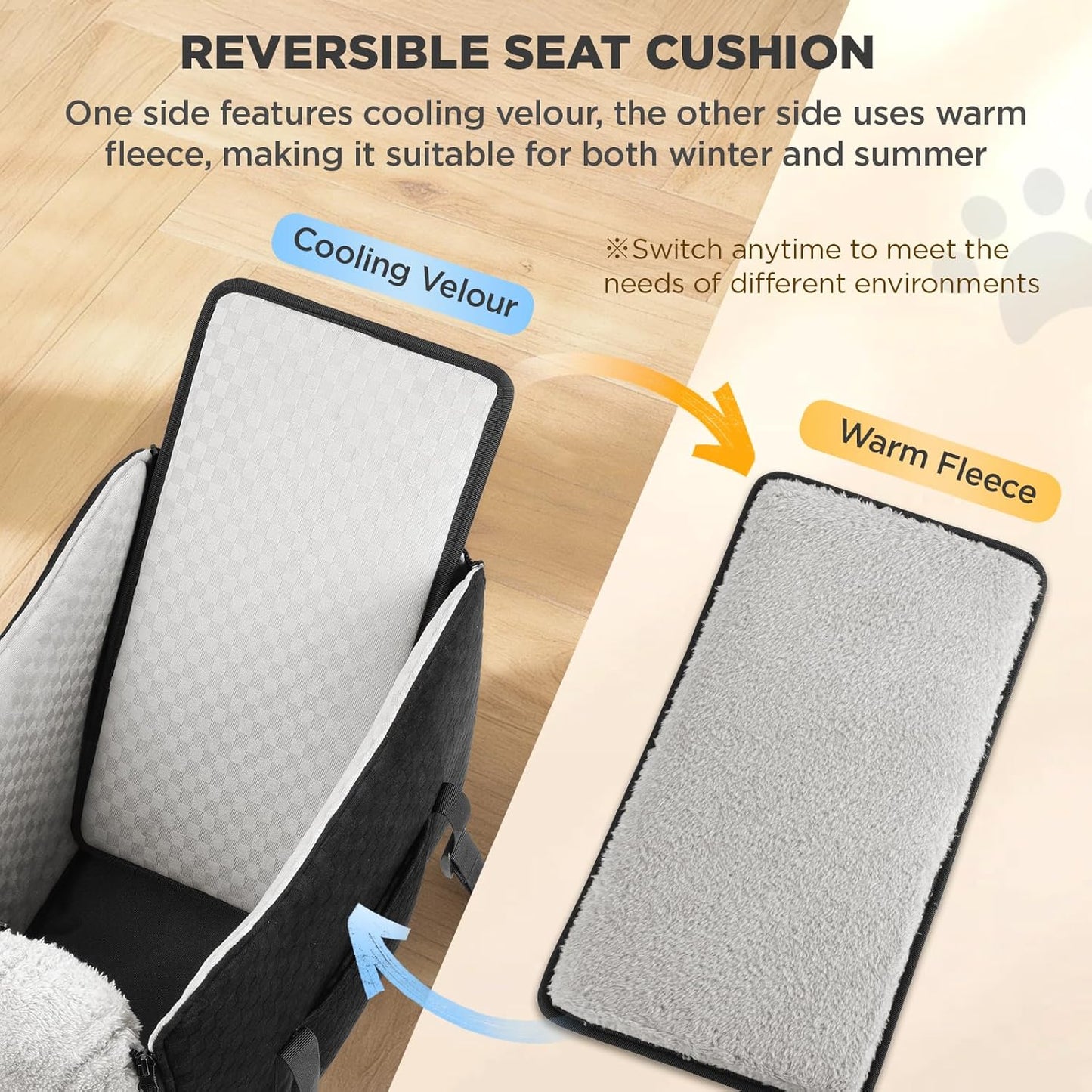 BONTHEE Center Console Dog Car Seat for Small Dogs- Anti-Collapse Design with Soft Plush & Sturdy Support Board, Adjustable Safety Leash for Small Dogs & Cats up to 15 lbs
