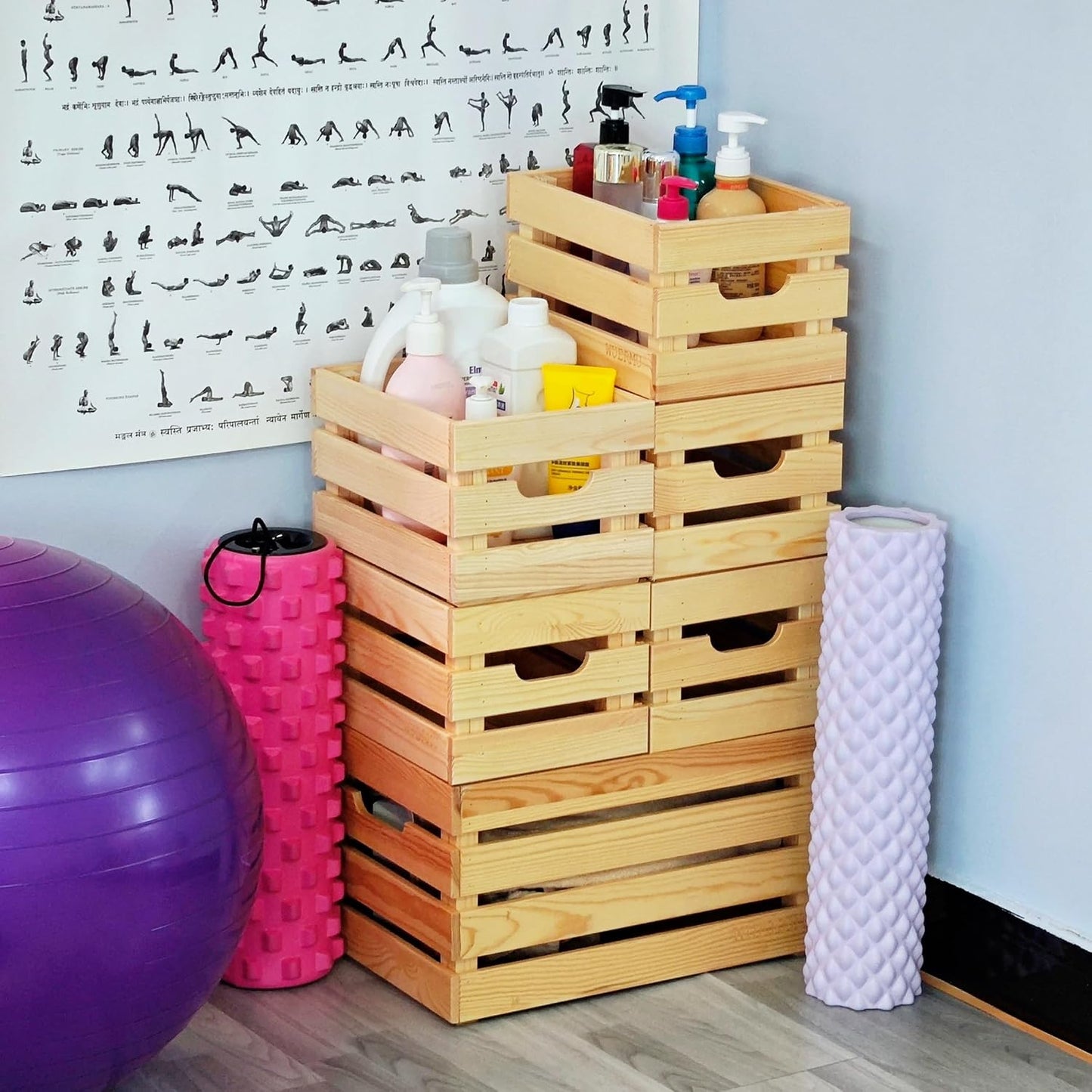 Wooden Crates, Set of 4 for Storage, Milk Crate, Wine Box, Toy Bin, Display Decor, and Camping, 12.2 Inch Sturdy Multi-Purpose Wood Boxes.