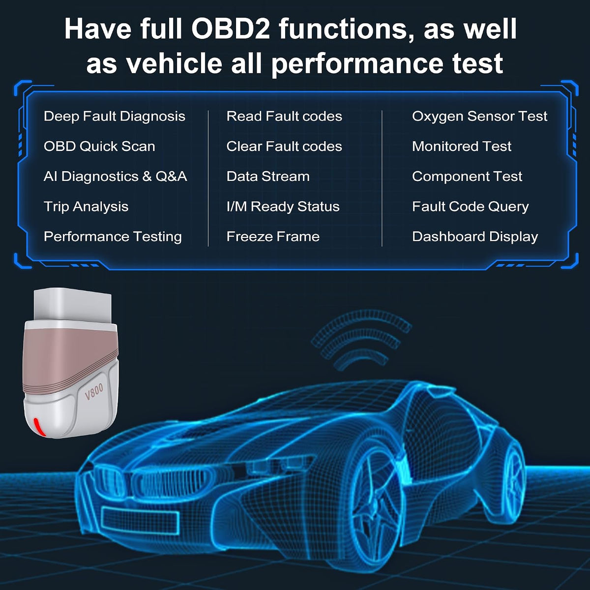 OBD2 Scanner Reader for iOS & Android, Blue Driver OBD2 Scanner with AI Analysis, Fast 4-System Scan, No Subscription, ENG/AT/ABS/SRS Full System Code Reader, for Emissions & Repairs