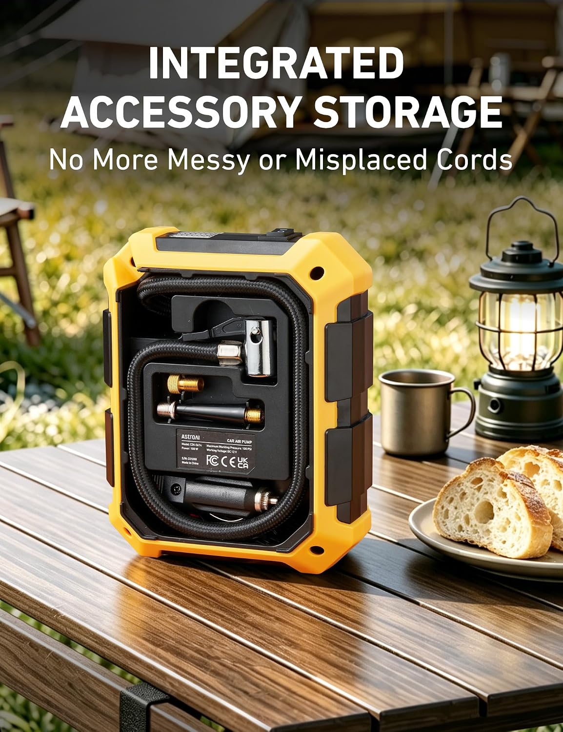 AstroAI Tire Inflator Portable Air Compressor 12V DC Integrated Storage