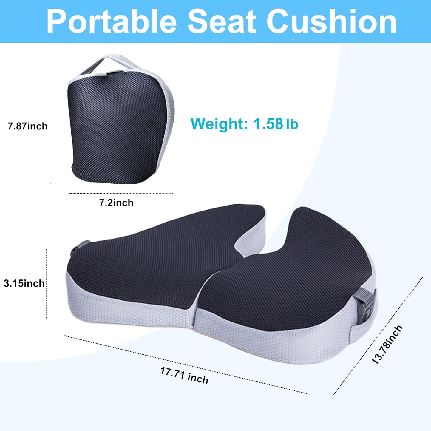 Travel Seat Cushion For Airplane, Small Foldable Hemorrhoid Pillow | Compact Airplane Seat Cushion For Long Flights, Travel Essentials For Comfort, Seat Cushion For Sciatica Pain Relief