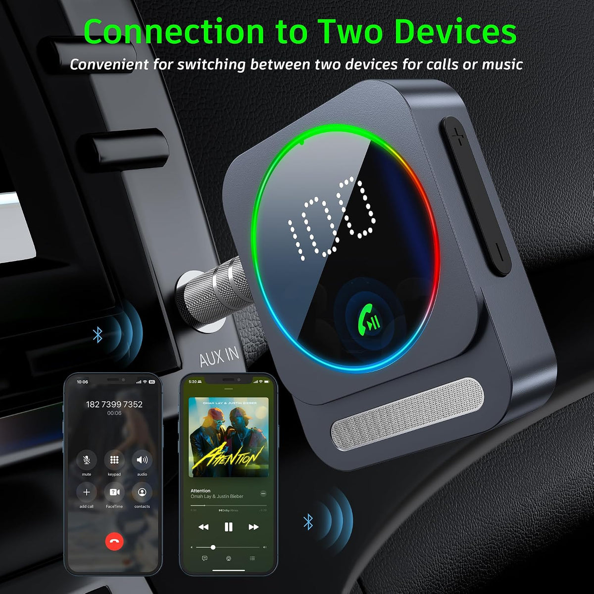 Bluetooth Aux Adapter, SONRU Bluetooth 5.3 Receiver for Car, Wireless Audio Receiver for Car/Home Stereo/Wired Headphones/Speaker, Dual AUX Outputs, RCA AUX 3.5mm