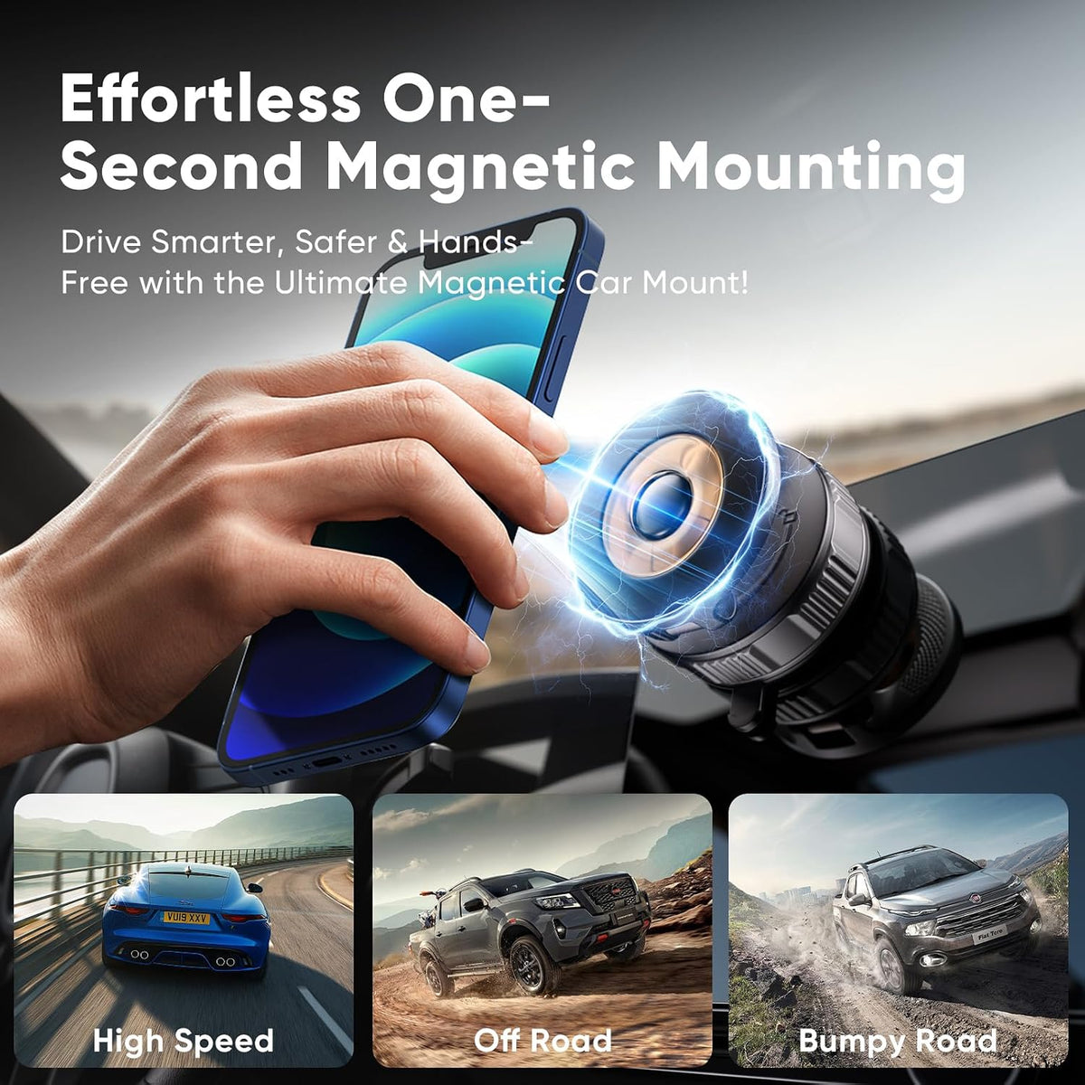 Estbuc Car Phone Holder for Magsafe [80+LBS Max Suction & 2500gf Magnetic]