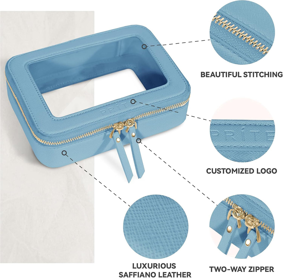 Prite Clear Makeup Bag Travel Cosmetic Organizer Toiletry Case for Women