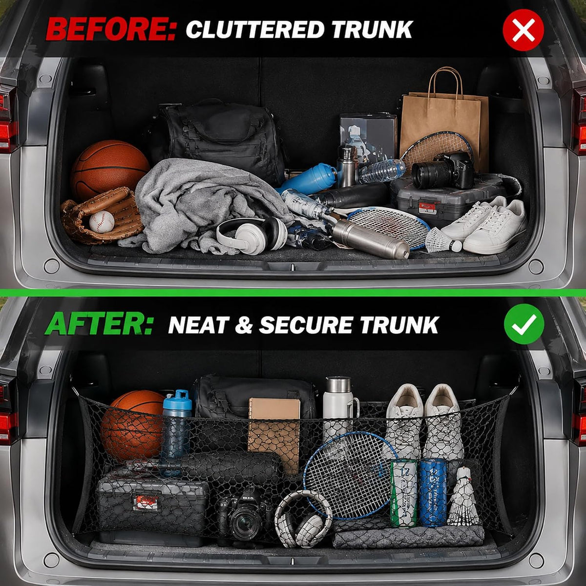 Fit for Mazda CX-5 2013-2026 Envelope Style Rear Tailgate Cargo Net, Custom Fit CX5 Accessories Liftgate Storage Organizer, Heavy Duty Elastic Mesh with Reinforced Carabiners