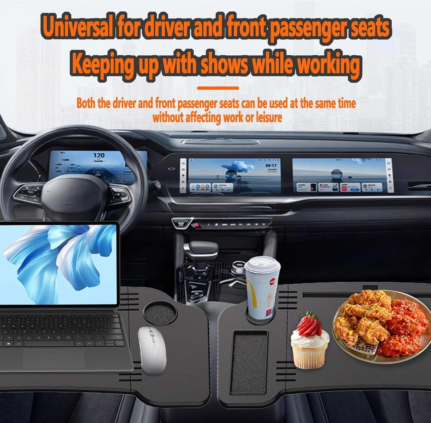 Universal Foldable Food Tray Laptop Desk Car Fits for Tesla Model Y/3 Auto Table