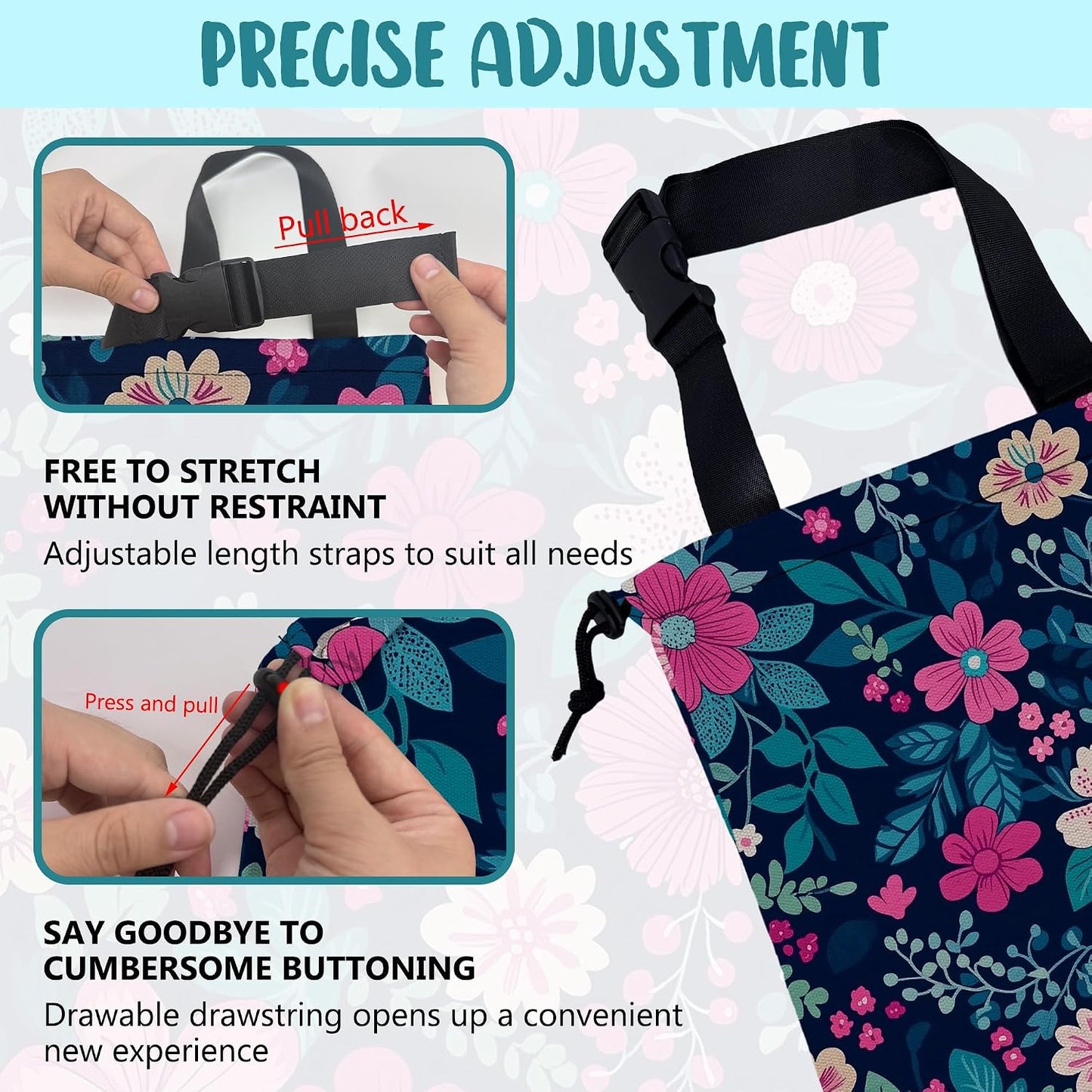 Car Trash Bag Watercolor Floral and Green Leaves Leak-Proof Car Garbage Bag with Drawstring Foldable Canvas Trash Bin with Adjustable Buckle for Car Accessories