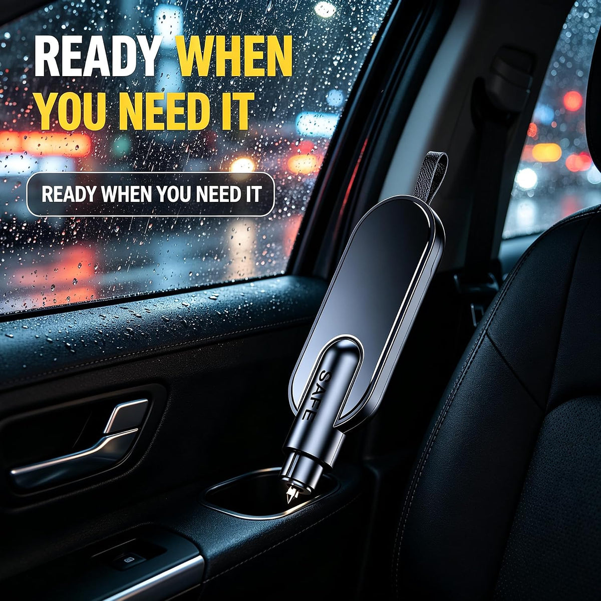 Car Escape Tool Key Chain,Emergency Window Breaker&Seat Belt Cutter
