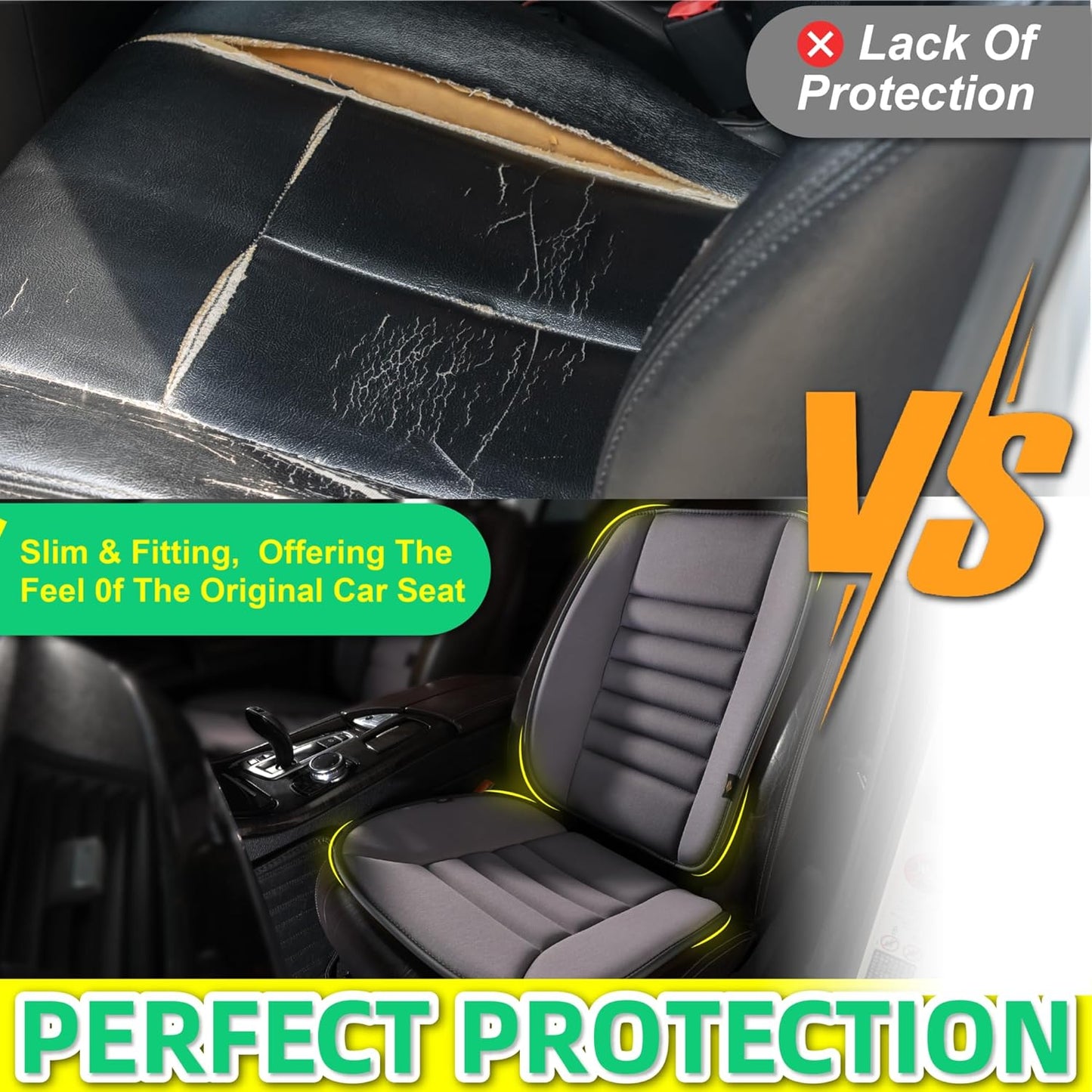 kingphenix Car Seat Cushion with Back Support Pillow, Memory Foam, Grey | Memory Foam Car Cushion for Long Driving, Truck, Office Chair, Tailbone and Lower Back Support