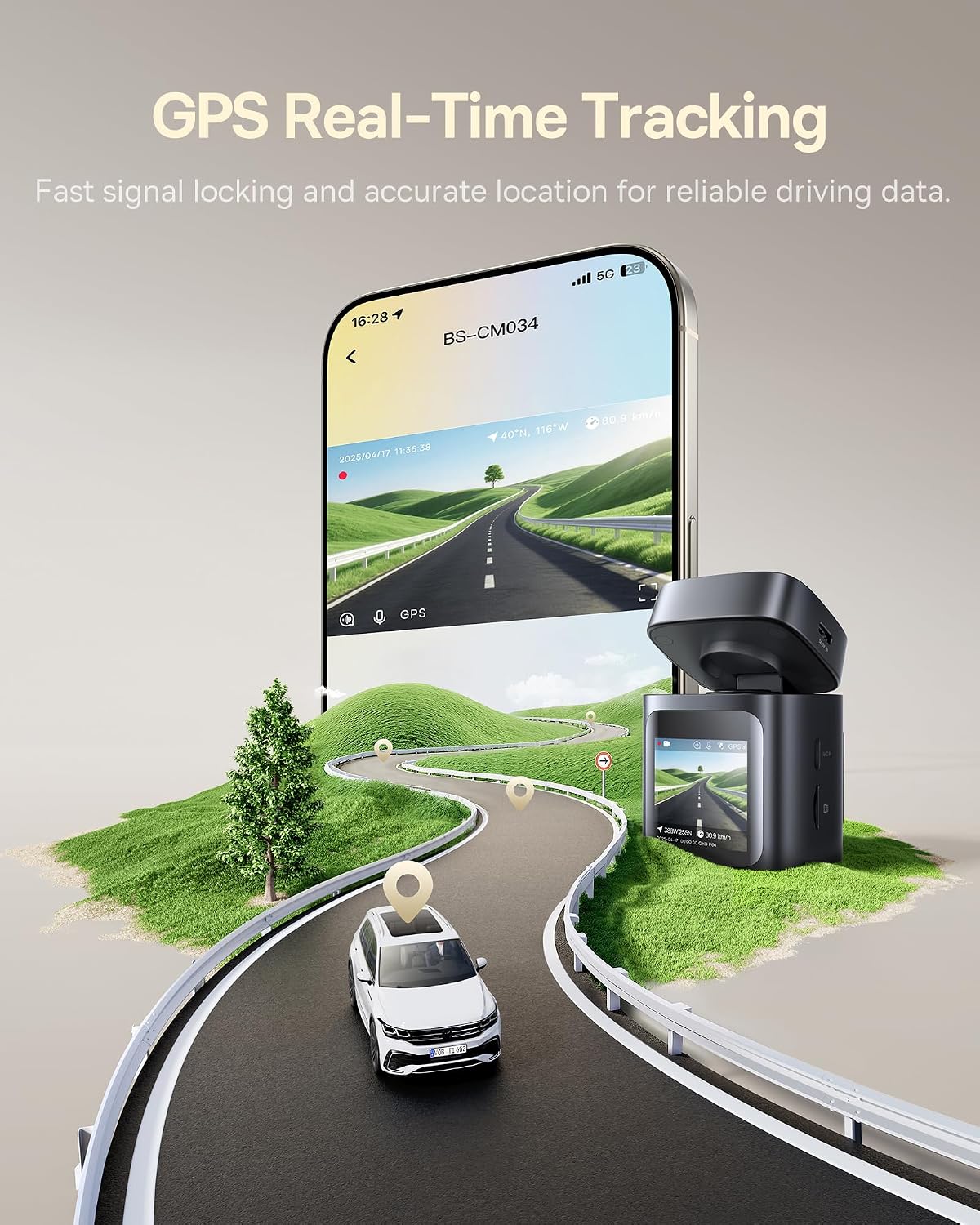 Baseus VD1 Pro Solar Dash Cam Front and Rear, 4K+1080P Dash Camera for Cars, Battery Powered Parking Mode, Starvis Night Vision, 32 GB Card Included, 5GHz WiFi, GPS, Wide Angle,Voice Control