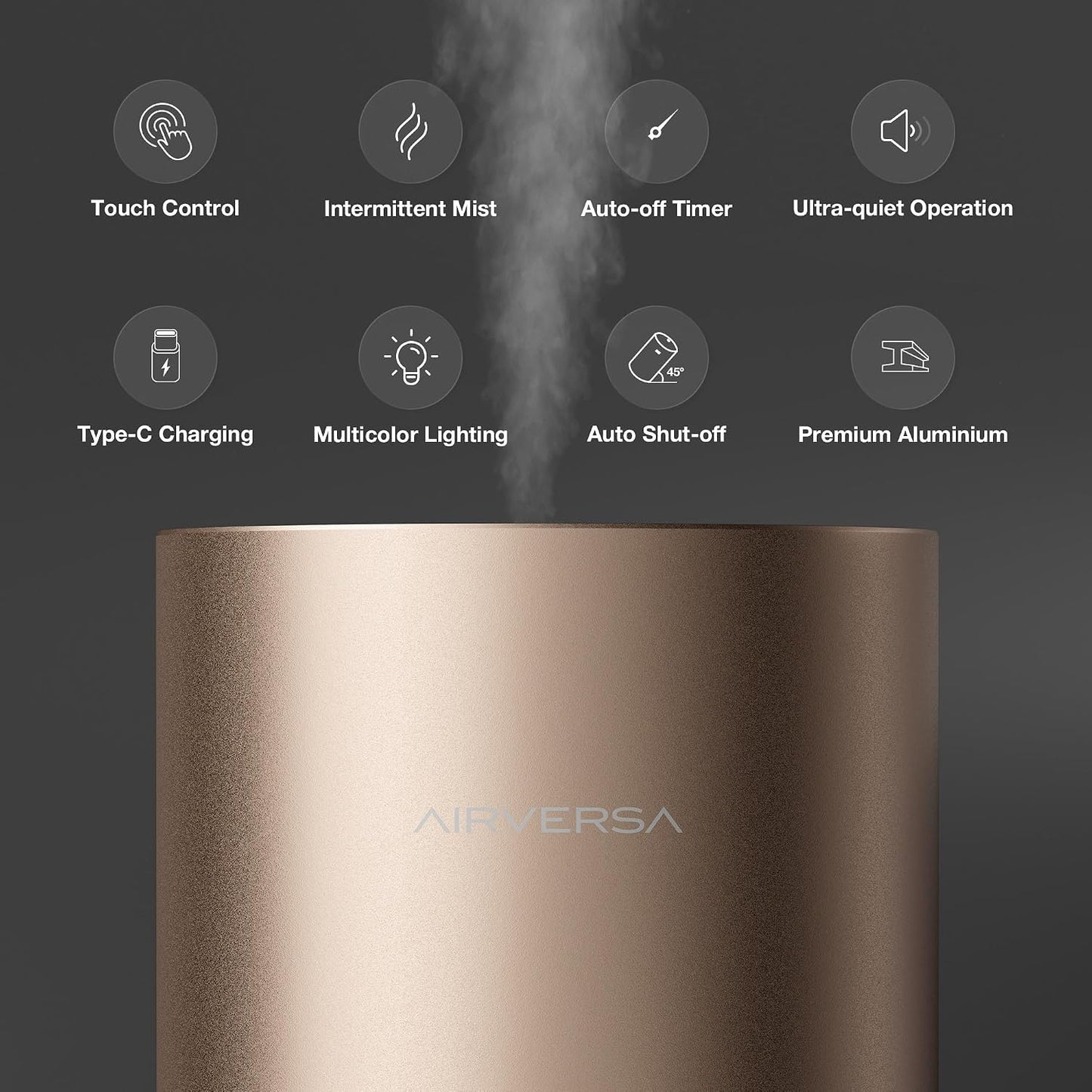 Airversa Waterless Diffuser RD1 Desert Titanium + 100mL Replacement Glass Bottle