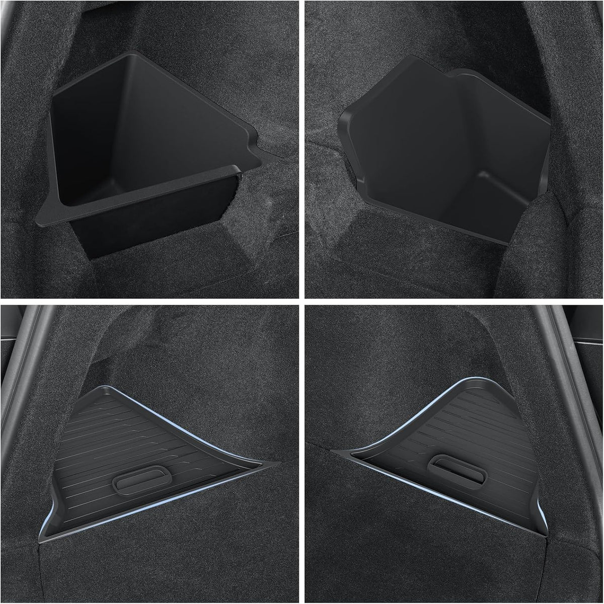LUCKEASY Rear Trunk Storage Bins for Tesla Model Y Juniper 2025 2026 | Model Y Standard & Premium & Performance, Trunk Side Storage Box with Lids, Rear Cargo Garbage Bins, TPE, Accessories, Black