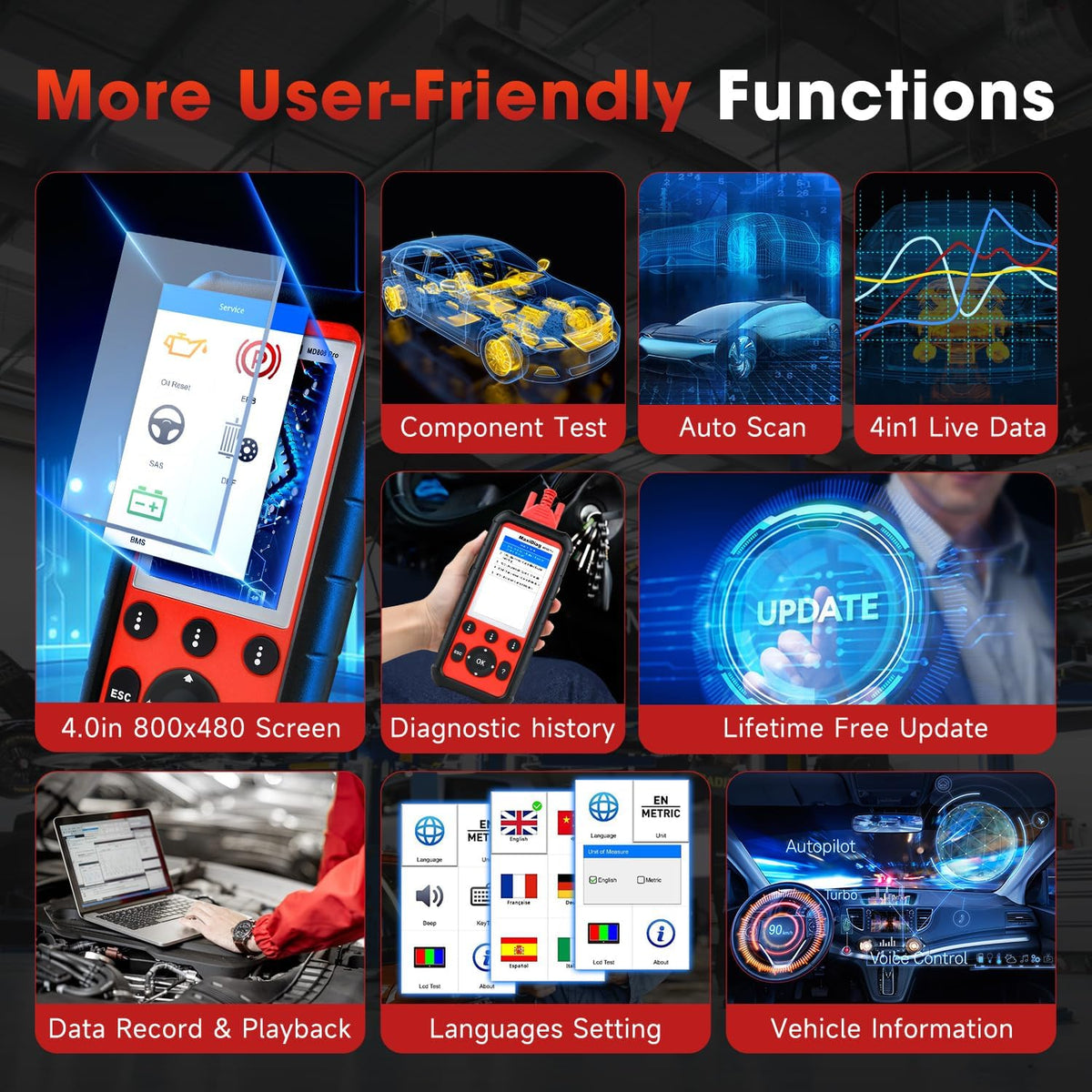 Autel MaxiDiag MD808 PRO OBD2 Scanner, All System Diagnostic Scan Tool