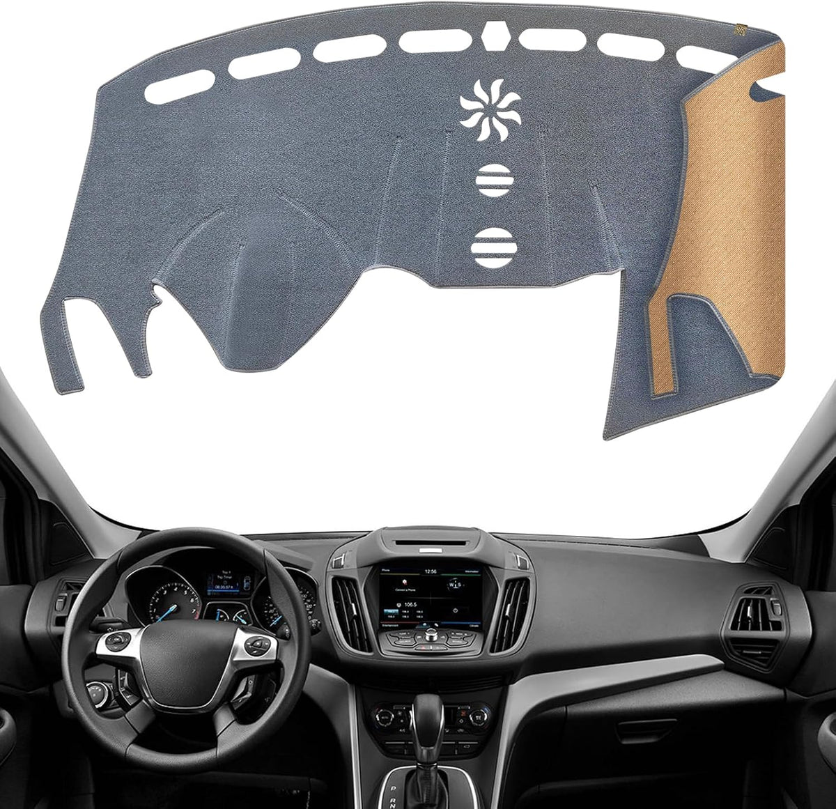 Dashboard Cover Dash Mat Fit for Fo-rd Escape 2019-2013 (Without HUD Models),Car Dash Board Mat Anti-Glare Carpet,Non-Slip Pad Sunshield Protector (Grey)