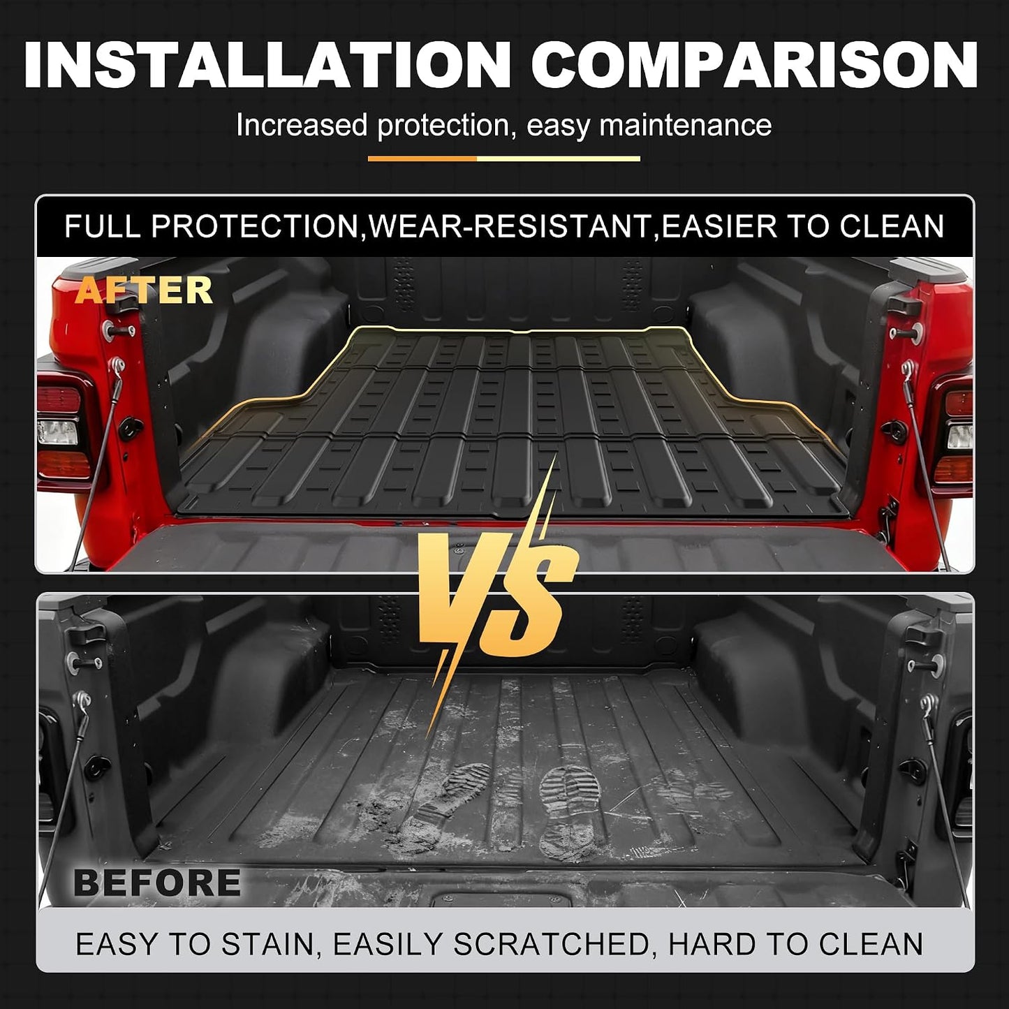 Floor Mat Bed Mat Compatible with 2020-2025 2026 Jeep Gladiator JT Floor Mat Truck Bed Liner TPE Bed Liner Replacement for 2023 2024 2025 Jeep Gladiator JT Accessories (Truck Bed Mat+Floor Mats)