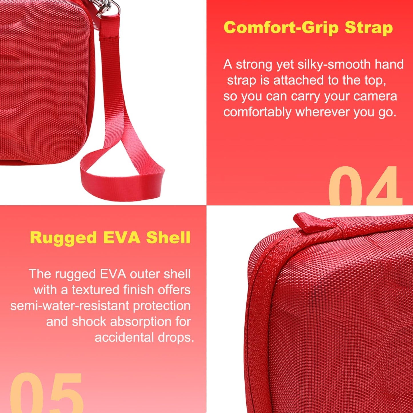 LTGEM Case Compatible with OM SYSTEM Olympus Tough TG-7 / TG-6 / TG-5 / TG-4 Underwater Digital Camera, Hard Travel Carrying Storage Bag - Red(Case Only)