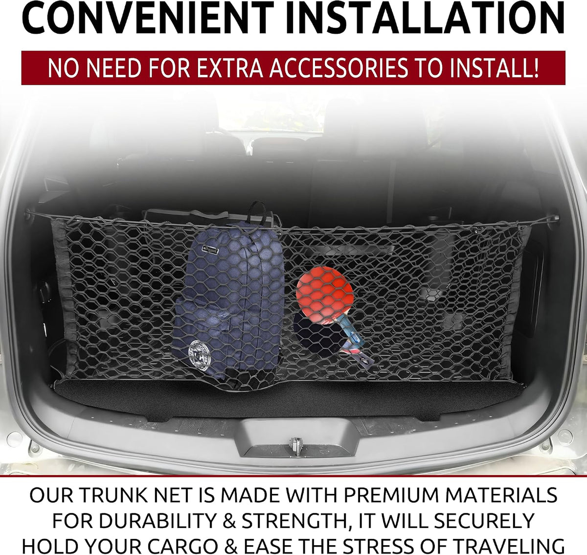 Envelope Style Automotive Elastic Trunk Mesh Cargo Net for Ford Explorer Base Sport XLT 2011-2025 - Premium Trunk Organizer and Storage - Luggage Net for SUV - Best Car Organizer for Ford Explorer