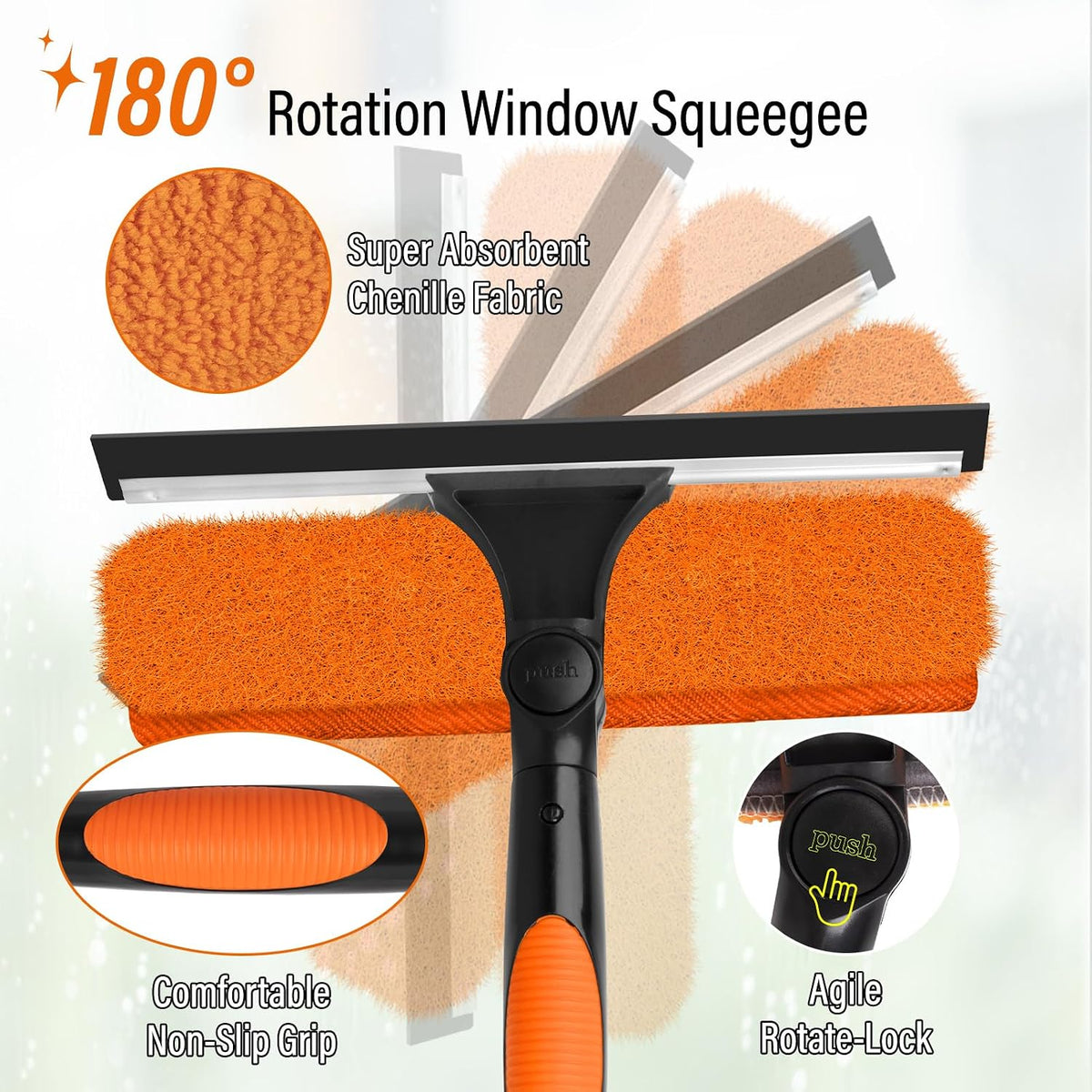 26FT High Window Cleaning Kit with Pole,2 in1 Professional Window Squeegee