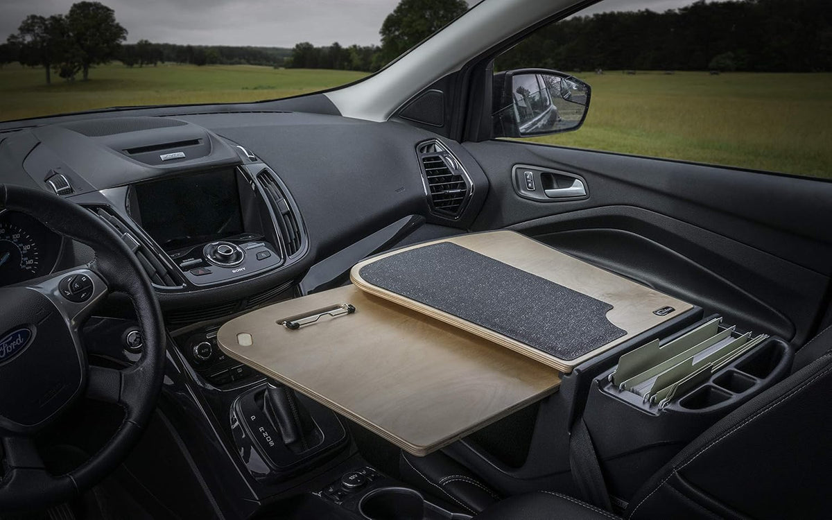 AutoExec GripMaster Car Desk for Your Vehicle Workstation and Mobile Office, Natural Birch