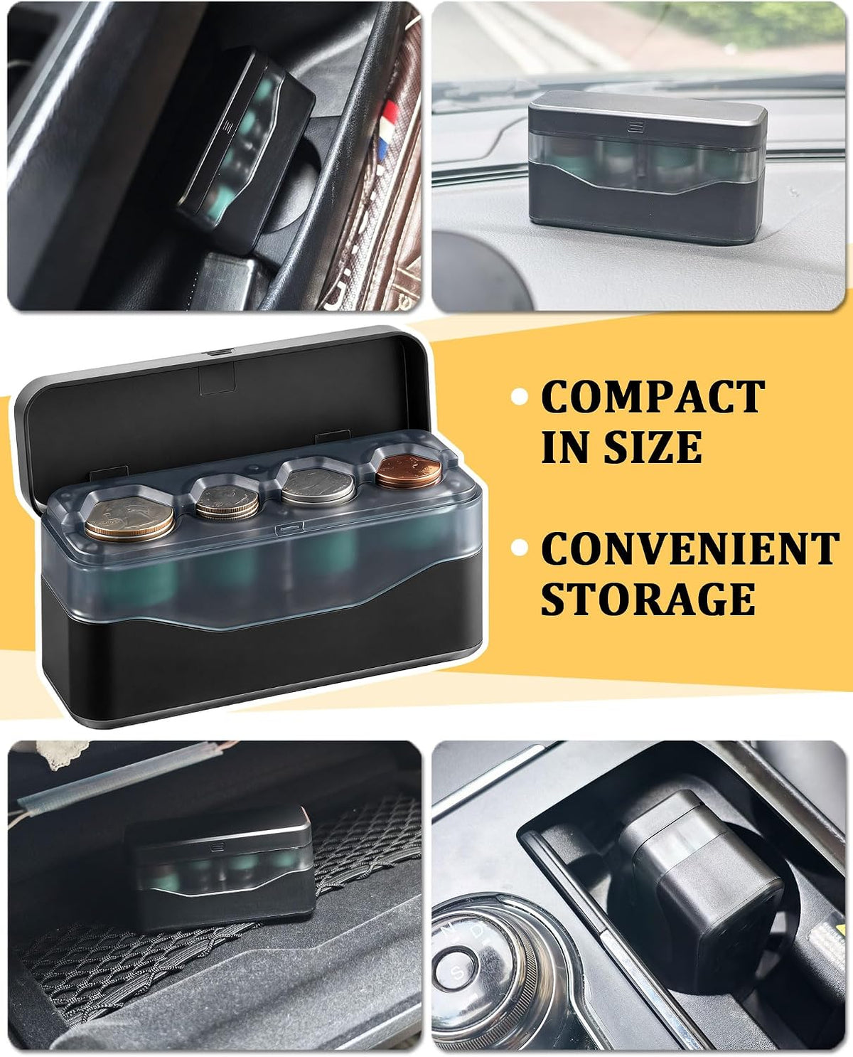 Larger Capacity Coin Holder for Car, Compact Portable Change Coin Organizer