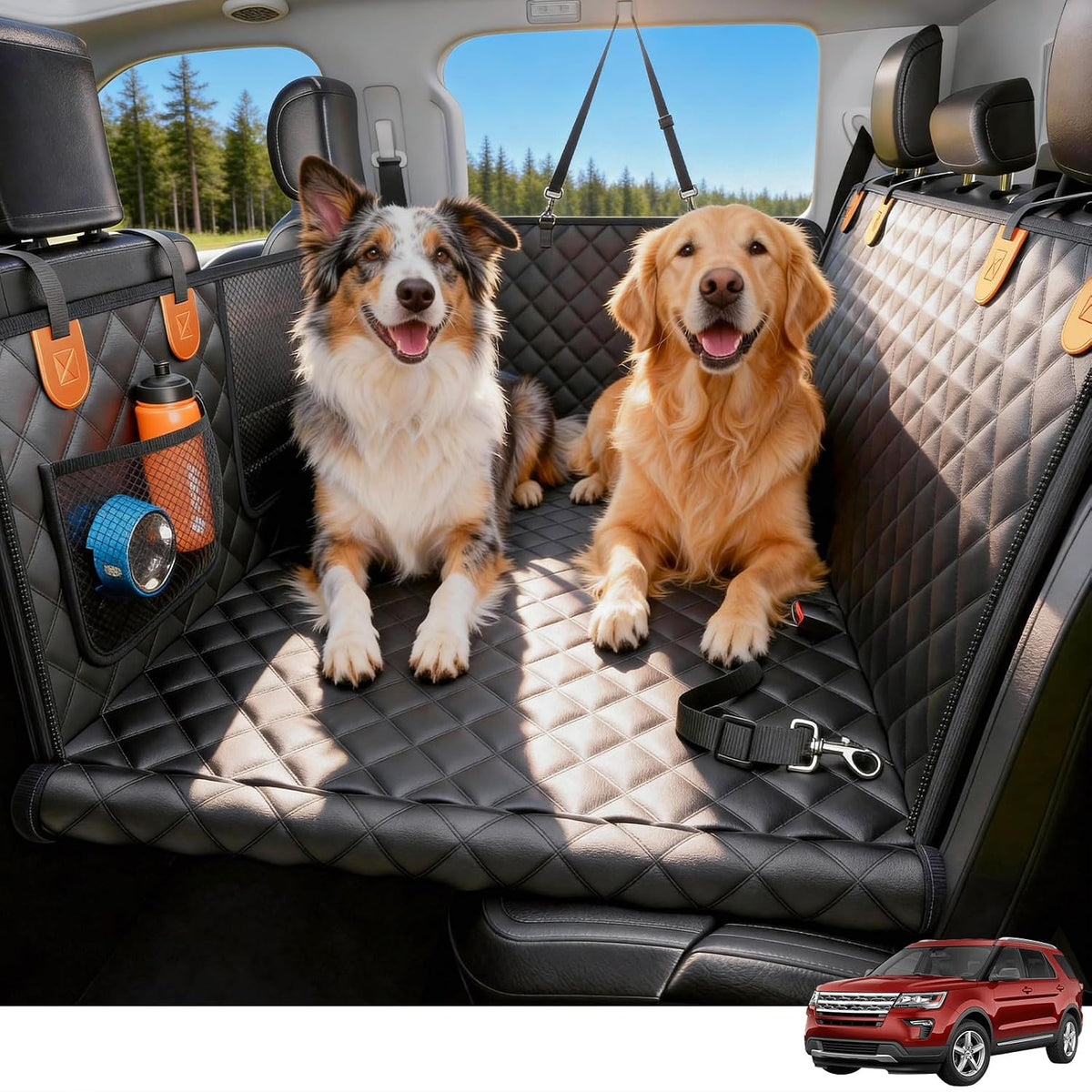 Wigoo Dog Car Seat Cover for Back Seat, Hard Bottom Support, Waterproof