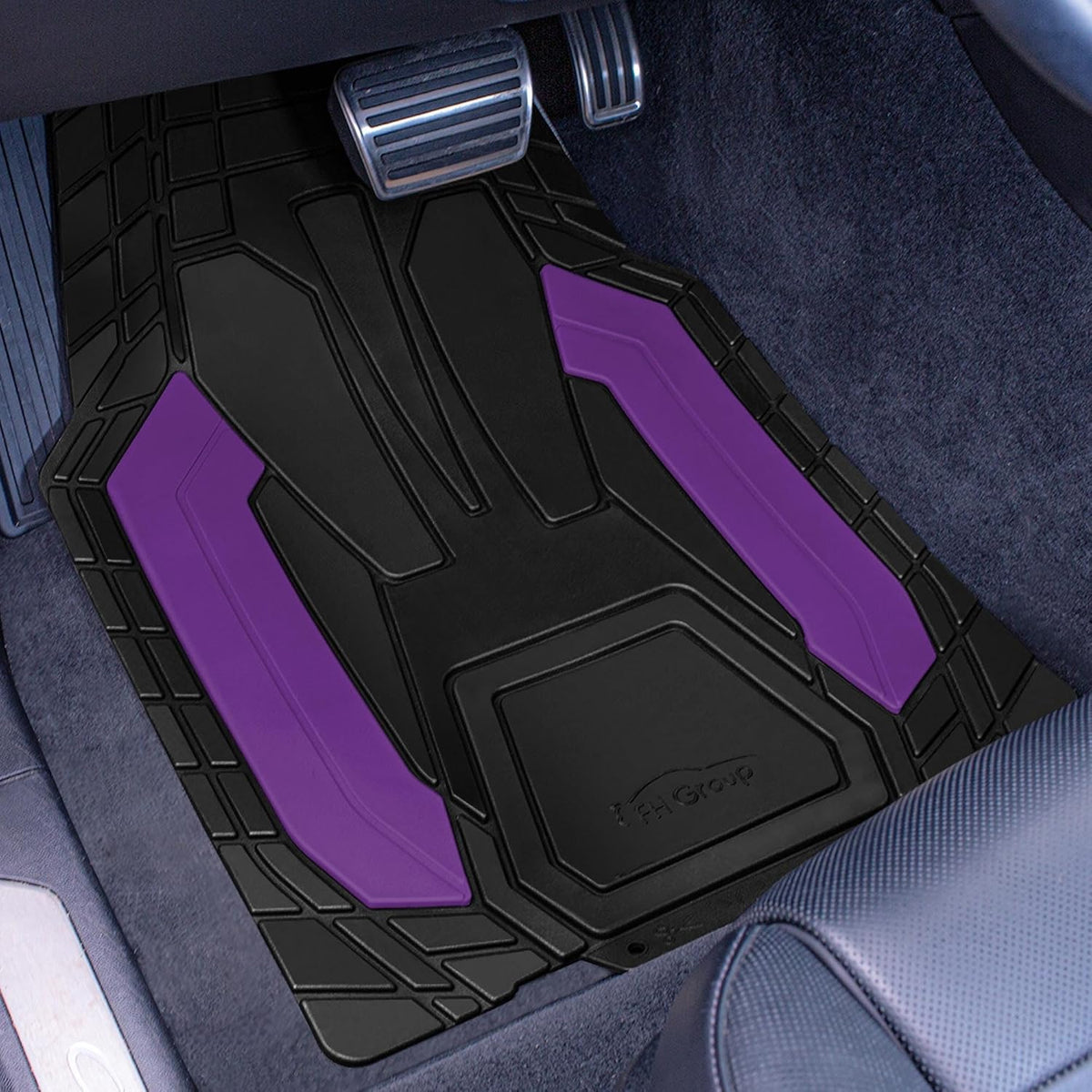 FH Group Automotive Heavy-Duty Rubber Floor Mats, Universal Fit Full Set, Climaproof, Trimmable for Most Sedan, SUV, Truck, Purple