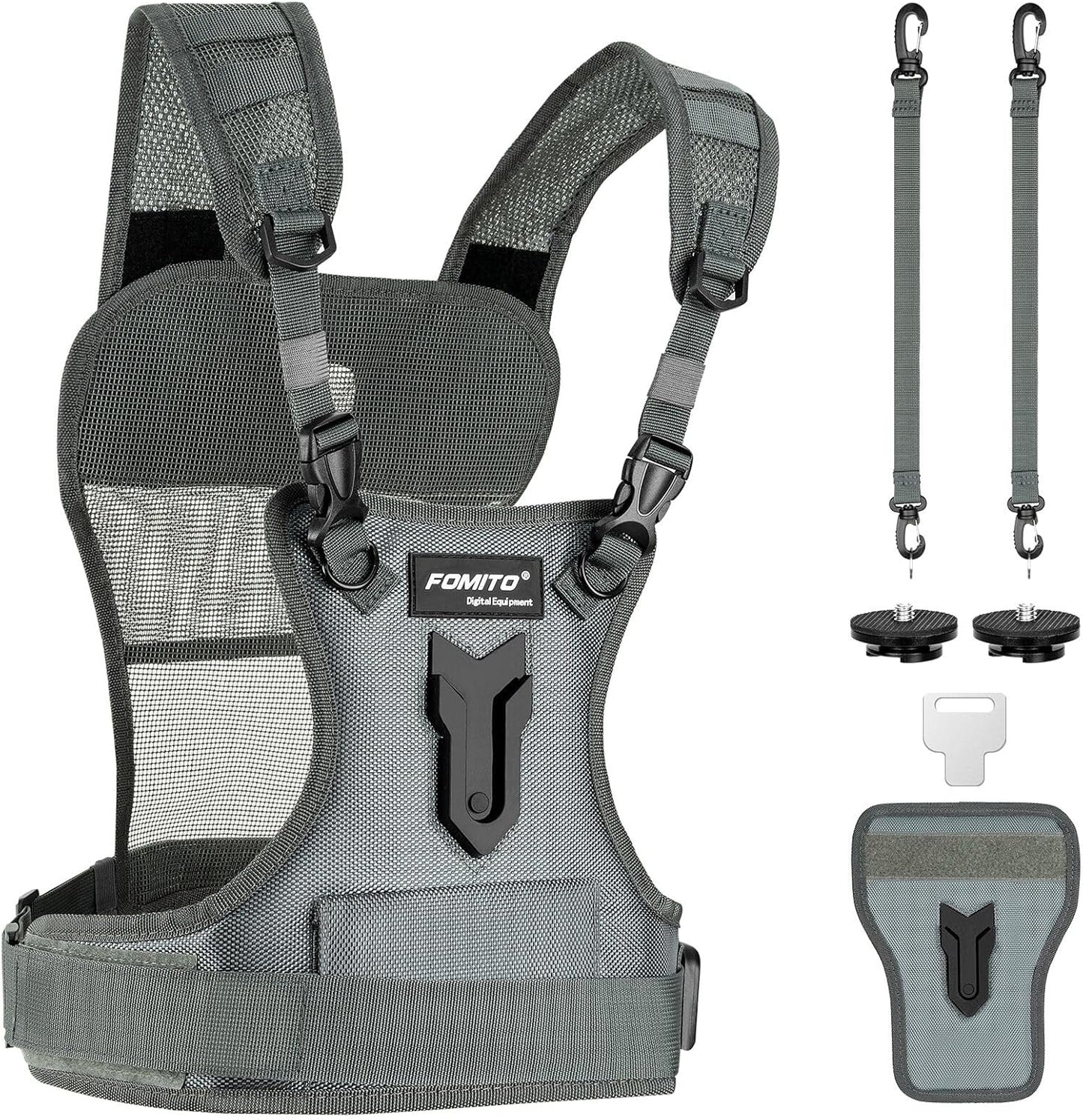 FOMITO Multi Camera Carrying Chest Harness System Vest with Side Holster for Canon 6D 600D 5D2 5D3 Nikon D800 D600 D300 D7000 D90 Sony A7S A7R A7S2 Panasonic Olympus DSLR