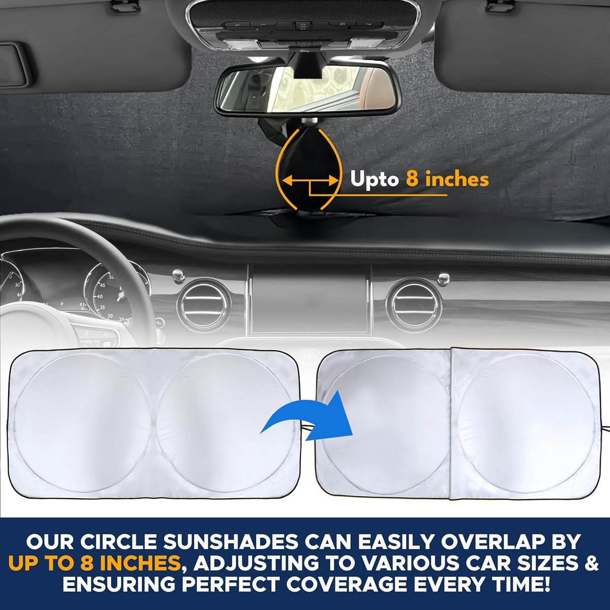 EcoNour Car Sun Shade for Windshield, Foldable Front Window Cover