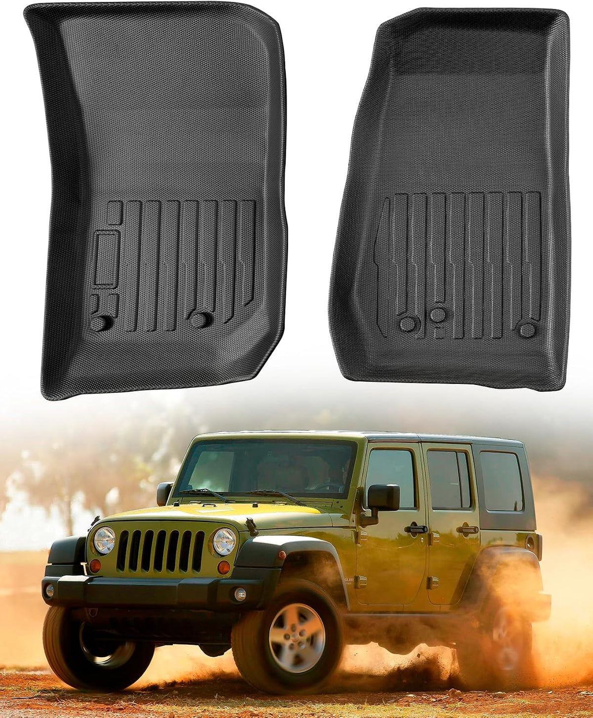Floor Mats for Jeep Wrangler JK 2007-2018 Unlimited 4-Door (Not JL/2-Door)