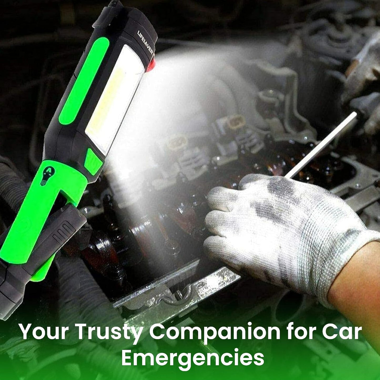 AlltroLite 9-in-1 Emergency Auto Tool with LED Flashlight | Multi-Function Car flashlight Kit with Three Lighting Modes, Window Glass Breaker, Seat Belt Cutter & Magnetic Base (Batteries Included)