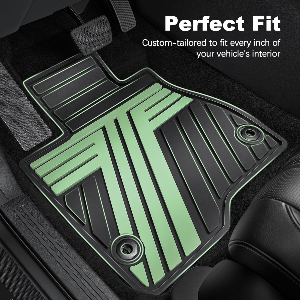 TTX LIGHTING Floor Mats for 2017-2026 Jeep Compass, Black & Green