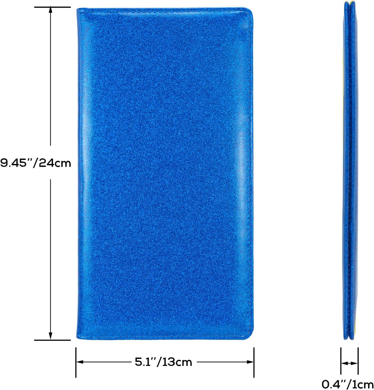 Leather Car Registration and Insurance Holder Magnetic Shut, Glitter Blue