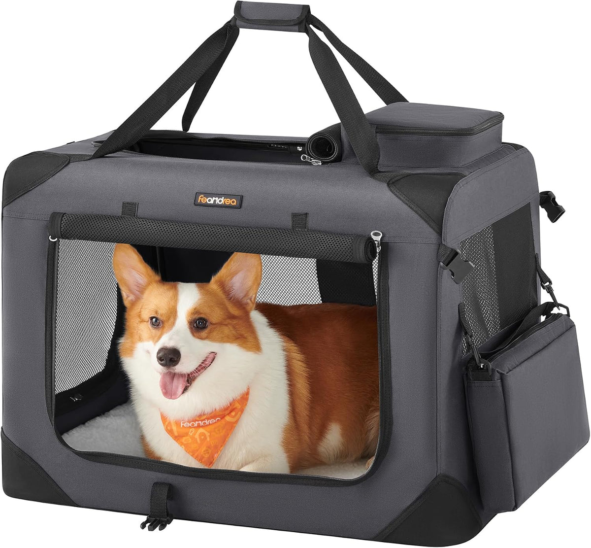 Feandrea Collapsible Soft Dog Crate, Portable Travel Carrier, 28 Inches