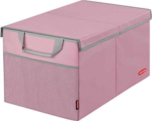 Rubbermaid Car Organizer, Collapsible Trunk Organizer, Multi-Compartment Car Storage Organization for Car Accessories, 2 Compartments With Cover, 21.65"*14.17"*12.2" - Pink